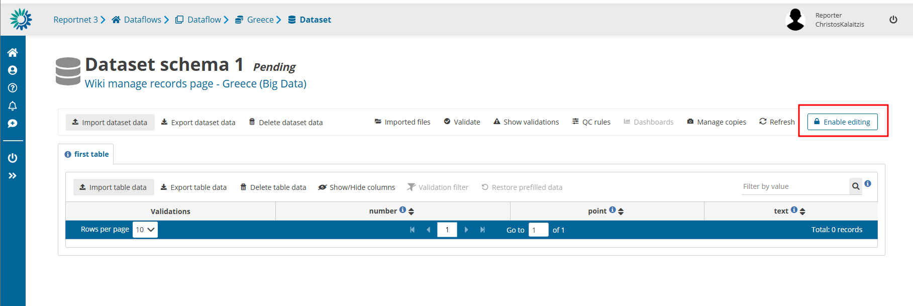 Enable editing button